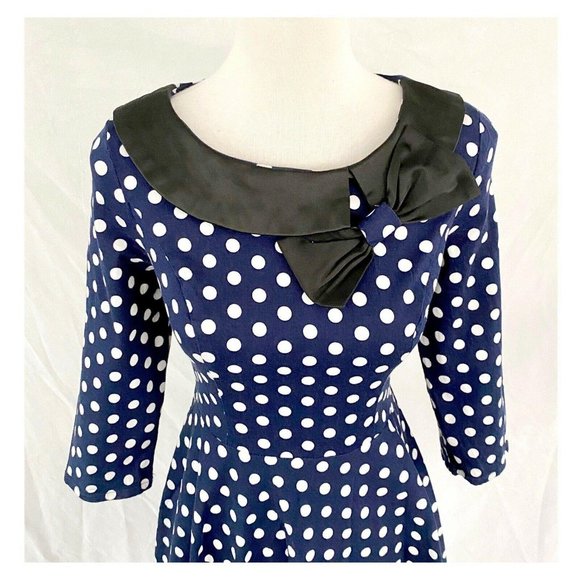 Belle Poque Polka Dot Rockabilly Flare Dress - Picture 3 of 8